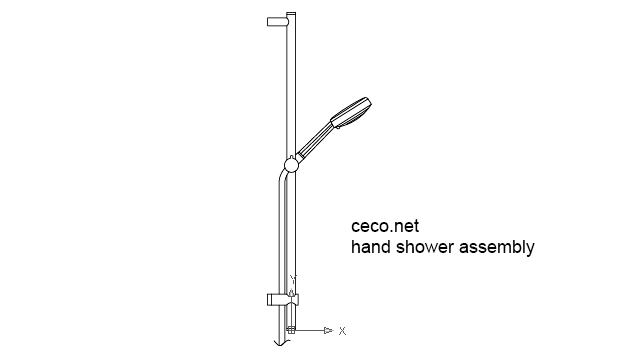autocad drawing hand shower assembly in kitchen & bathroom