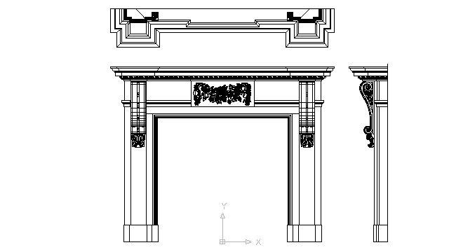 autocad drawing heating georgian fireplace in Decorative elements