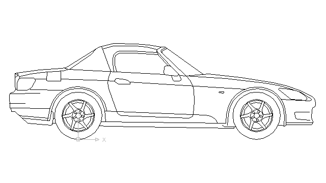 autocad drawing Honda S2000 roadster with its roof in Vehicles, Cars