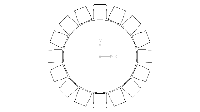 autocad drawing huge round banquet table with sixteen chairs in Furniture