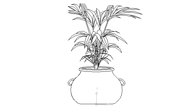 autocad drawing indoor plant in clay pot in Garden & Landscaping, Plants Bushes
