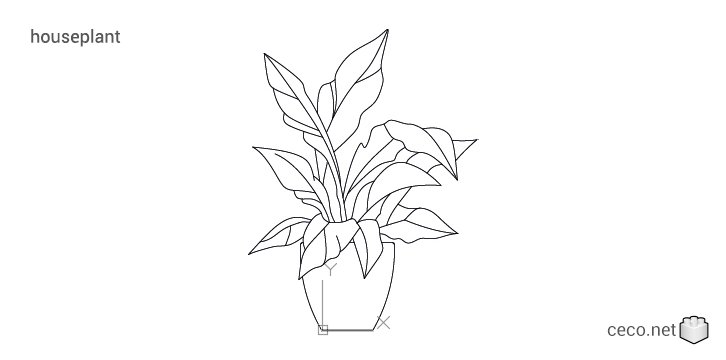 autocad drawing indoor plant with a pot in Garden & Landscaping, Plants Bushes