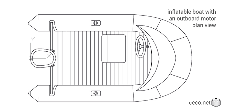 autocad drawing inflatable boat with an outboard motor in Vehicles, Boats & Ships