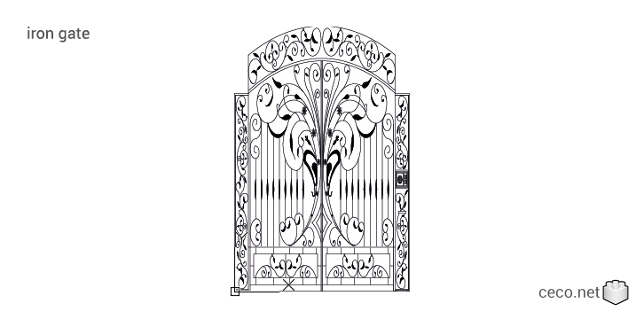 autocad drawing iron gate art nouveau style in Decorative elements