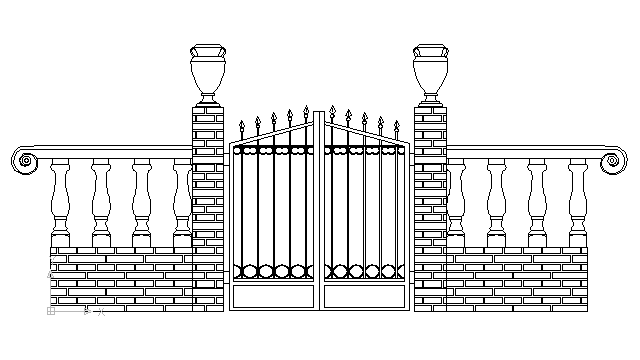 autocad drawing iron work gate and fence in Decorative elements
