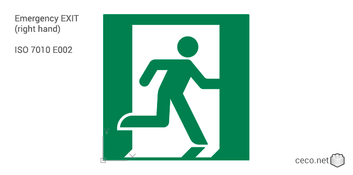 autocad drawing ISO 7010-E002 Emergency EXIT (right hand) in Symbols Signs Signals, ISO standards autocad drawing ISO 7010-E002 Emergency EXIT (right hand) in Symbols Signs Signals, ISO standards