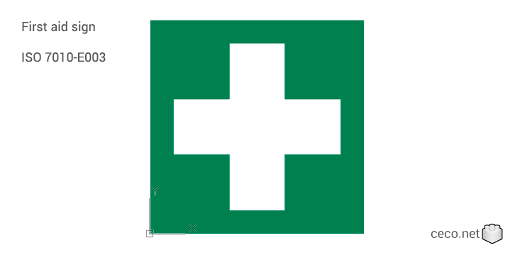autocad drawing ISO 7010-E003 First aid sign in Symbols Signs Signals, ISO standards