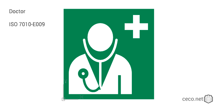 autocad drawing ISO 7010-E009 location of a doctor for emergencies in Symbols Signs Signals, ISO standards