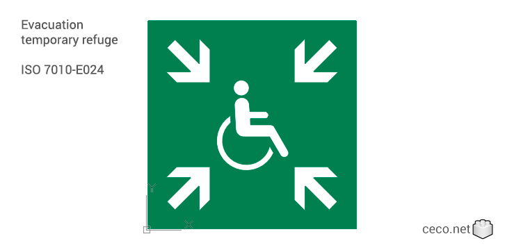 autocad drawing ISO 7010-E024 Evacuation temporary refuge in Symbols Signs Signals, ISO standards
