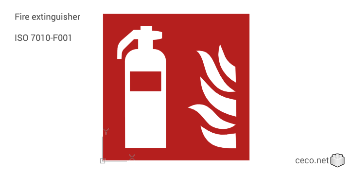 autocad drawing ISO 7010-F001 Fire extinguisher in Symbols Signs Signals, ISO standards