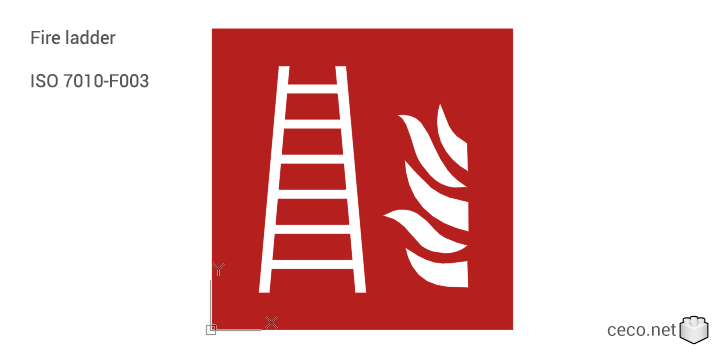 autocad drawing ISO 7010-F003 Fire Ladder in Symbols Signs Signals, ISO standards