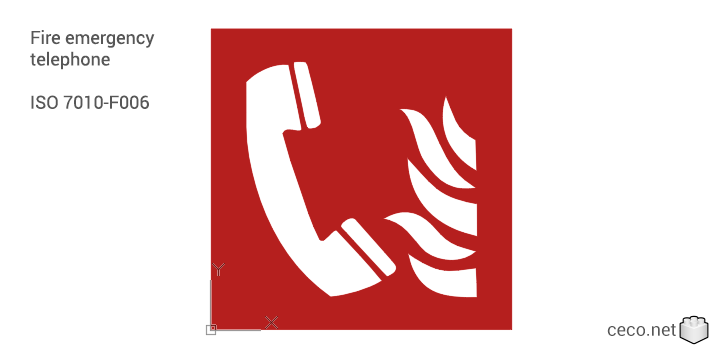 autocad drawing ISO 7010-F006 Fire emergency telephone in Symbols Signs Signals, ISO standards