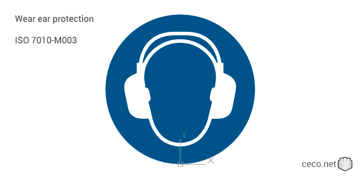 autocad drawing ISO 7010-M003 Mandatory wear ear protection in Symbols Signs Signals