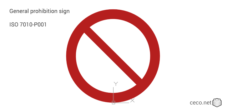 autocad drawing ISO 7010-P001 General prohibition sign in Symbols Signs Signals, ISO standards