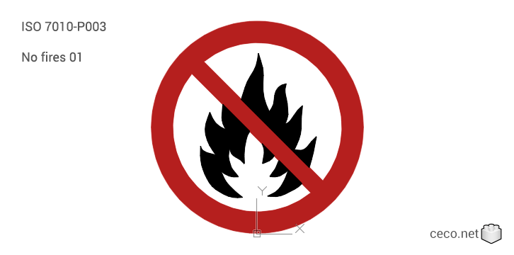 autocad drawing ISO 7010-P003 No fires 01 in Symbols Signs Signals, ISO standards