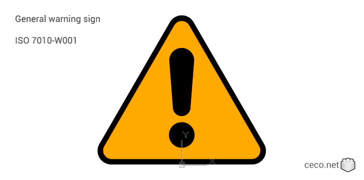 autocad drawing ISO 7010-W001 General warning sign in Symbols Signs Signals, ISO standards