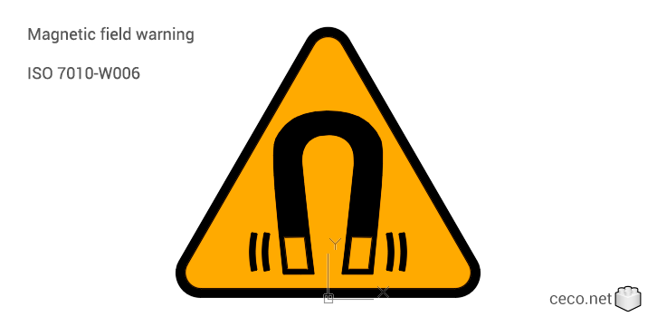 autocad drawing ISO 7010-W006 Magnetic field warning in Symbols Signs Signals