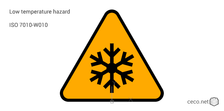 autocad drawing ISO 7010-W010 Low temperature hazard in Symbols Signs Signals, ISO standards
