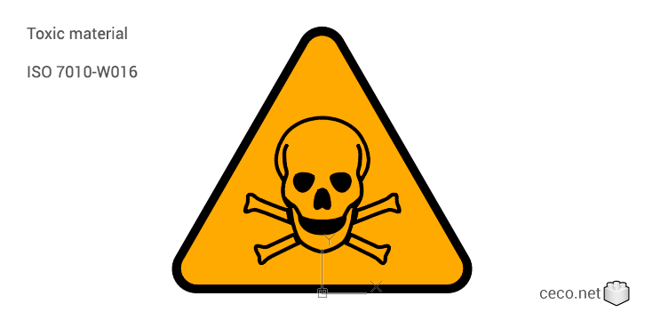 autocad drawing ISO 7010-W016 Toxic material hazard in Symbols Signs Signals, ISO standards