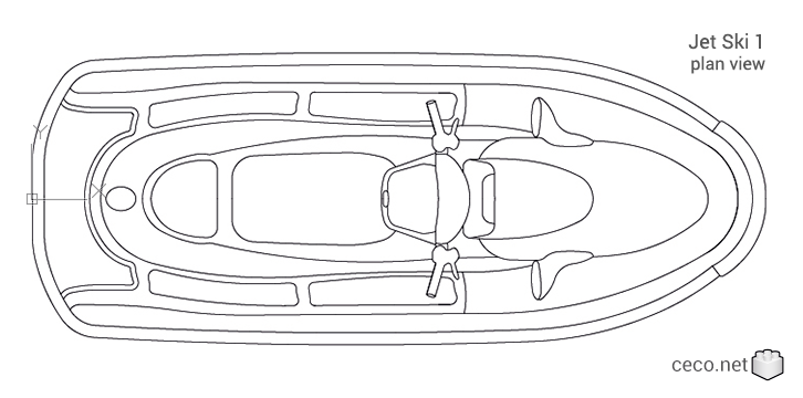 autocad drawing Jet Ski 1 plan view water scooter in Vehicles, Boats & Ships