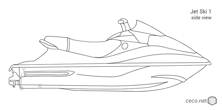 autocad drawing Jet Ski 1 side view water scooter in Vehicles, Boats & Ships