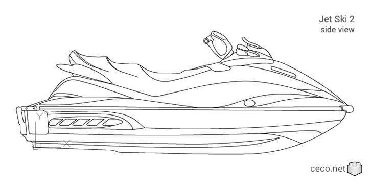 autocad drawing jet ski 2 side view water scooter in Vehicles, Boats & Ships