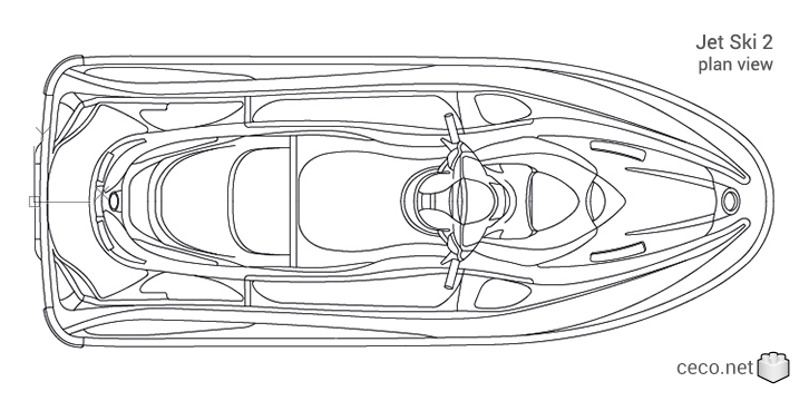 autocad drawing jet ski 2 top view water scooter in Vehicles, Boats & Ships