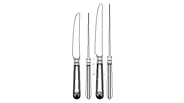 autocad drawing knive cutlery silver set kitchen knives spoons forks in kitchen & bathroom