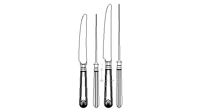 autocad drawing knive cutlery silver set kitchen knives spoons forks in Equipment