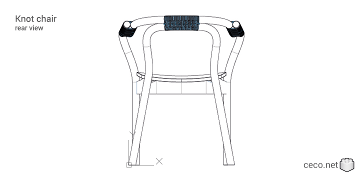 autocad drawing Knot Chair rear view in Furniture