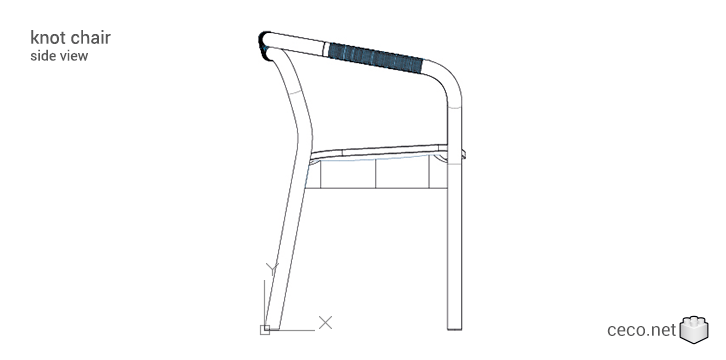autocad drawing Knot Chair side view in Furniture