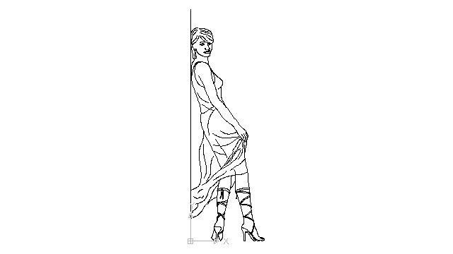 autocad drawing Lady in elegant evening dress for cocktail in People, Women