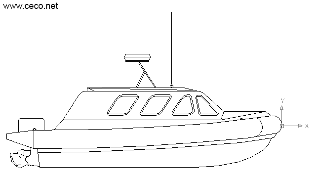 Autocad drawing lifeboat rescue boat side coast guard boat dwg dxf