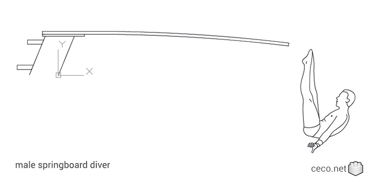 autocad drawing male springboard diver in People, Fitness & Sports
