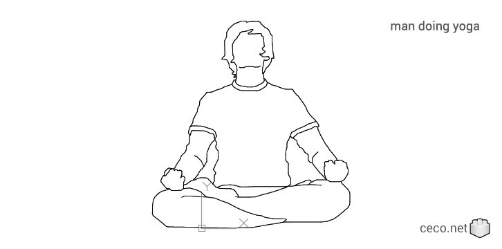 autocad drawing man doing yoga in the lotus position in People, Fitness & Sports