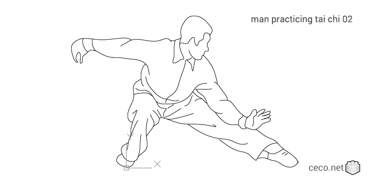 autocad drawing man practicing tai chi chuan 02 in People, Fitness & Sports
