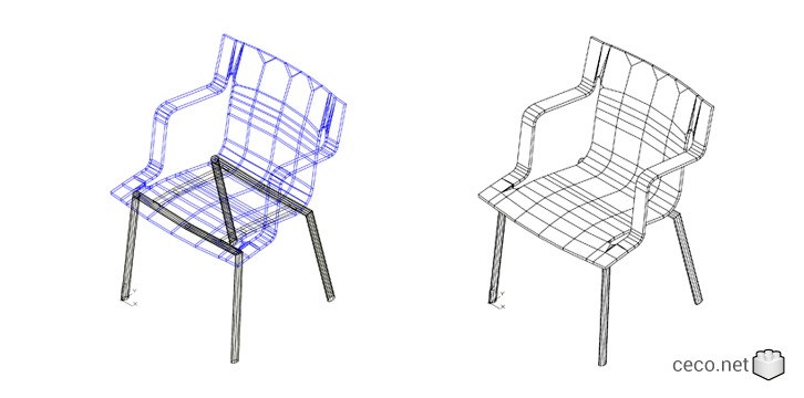 autocad drawing meeting room chair in 3D in Furniture