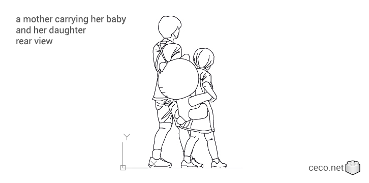 autocad drawing mother carrying her baby and daughter and a teddy bear in People, Family & Groups autocad drawing mother carrying her baby and daughter and a teddy bear in People, Family & Groups