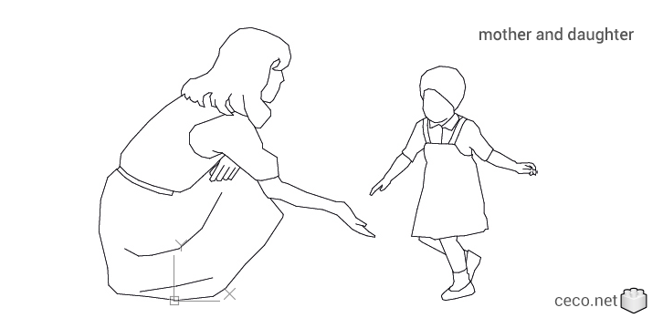autocad drawing mother and daughter in People, Family & Groups autocad drawing mother and daughter in People, Family & Groups