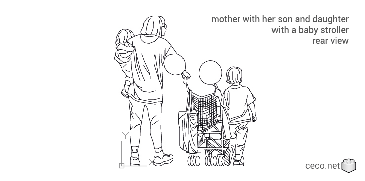autocad drawing mother with her son and daughter with a baby stroller in People, Family & Groups autocad drawing mother with her son and daughter with a baby stroller in People, Family & Groups