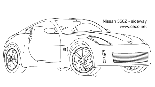autocad drawing Nissan 350Z sport car coupe automobile - sideway 1 in Vehicles, Cars