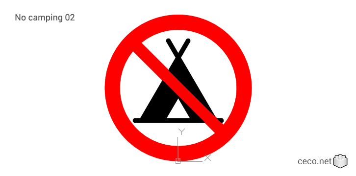 autocad drawing No camping No camper icon in Symbols Signs Signals, ISO standards