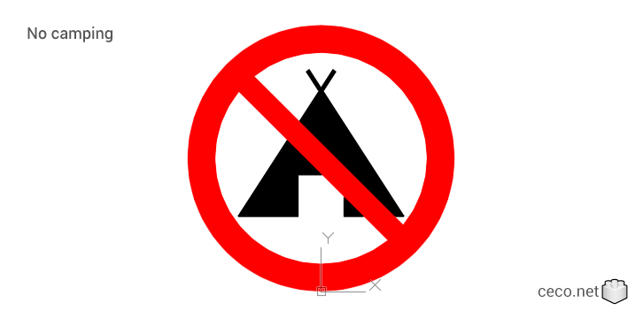 autocad drawing No Camping no tents in Symbols Signs Signals, ISO standards