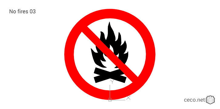 autocad drawing No fires 03 No fires allowed in Symbols Signs Signals, ISO standards