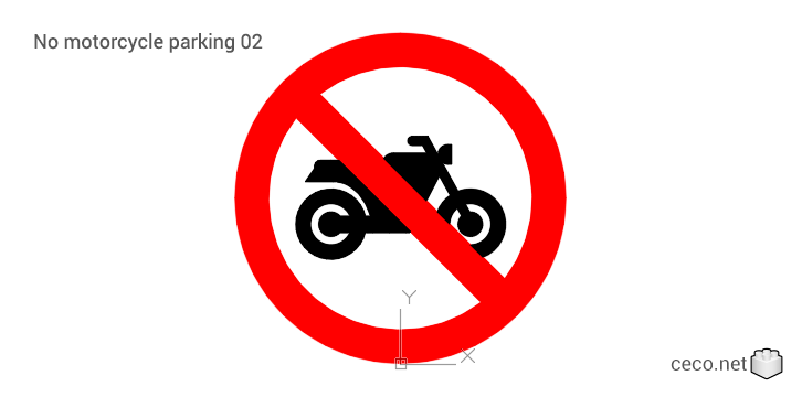 autocad drawing No motorcycle parking warning signal 02 in Symbols Signs Signals, ISO standards