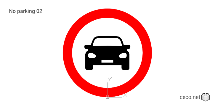 autocad drawing No parking sign 02 no parking signal in Symbols Signs Signals, ISO standards