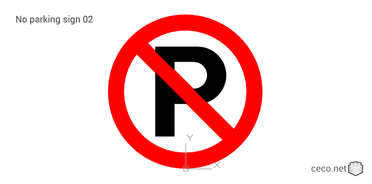 autocad drawing No parking sign or symbols 02 in Symbols Signs Signals, ISO standards