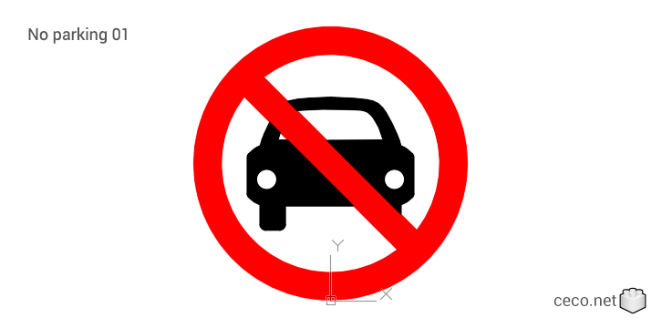 autocad drawing No parking signal 01 in Symbols Signs Signals, ISO standards