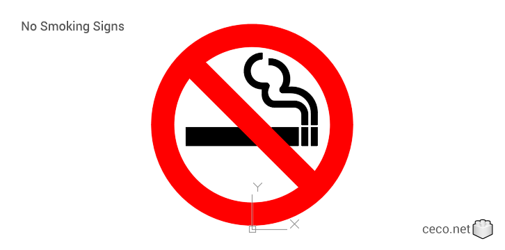 autocad drawing No Smoking Symbol in Symbols Signs Signals, ISO standards