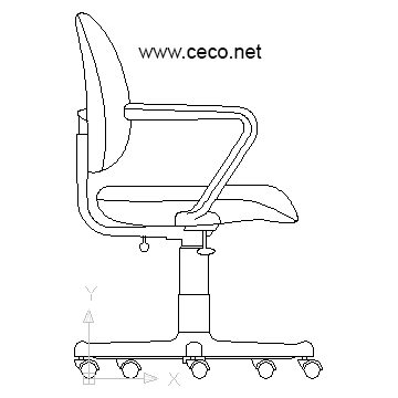 autocad drawing Office Chair with wheels in Furniture